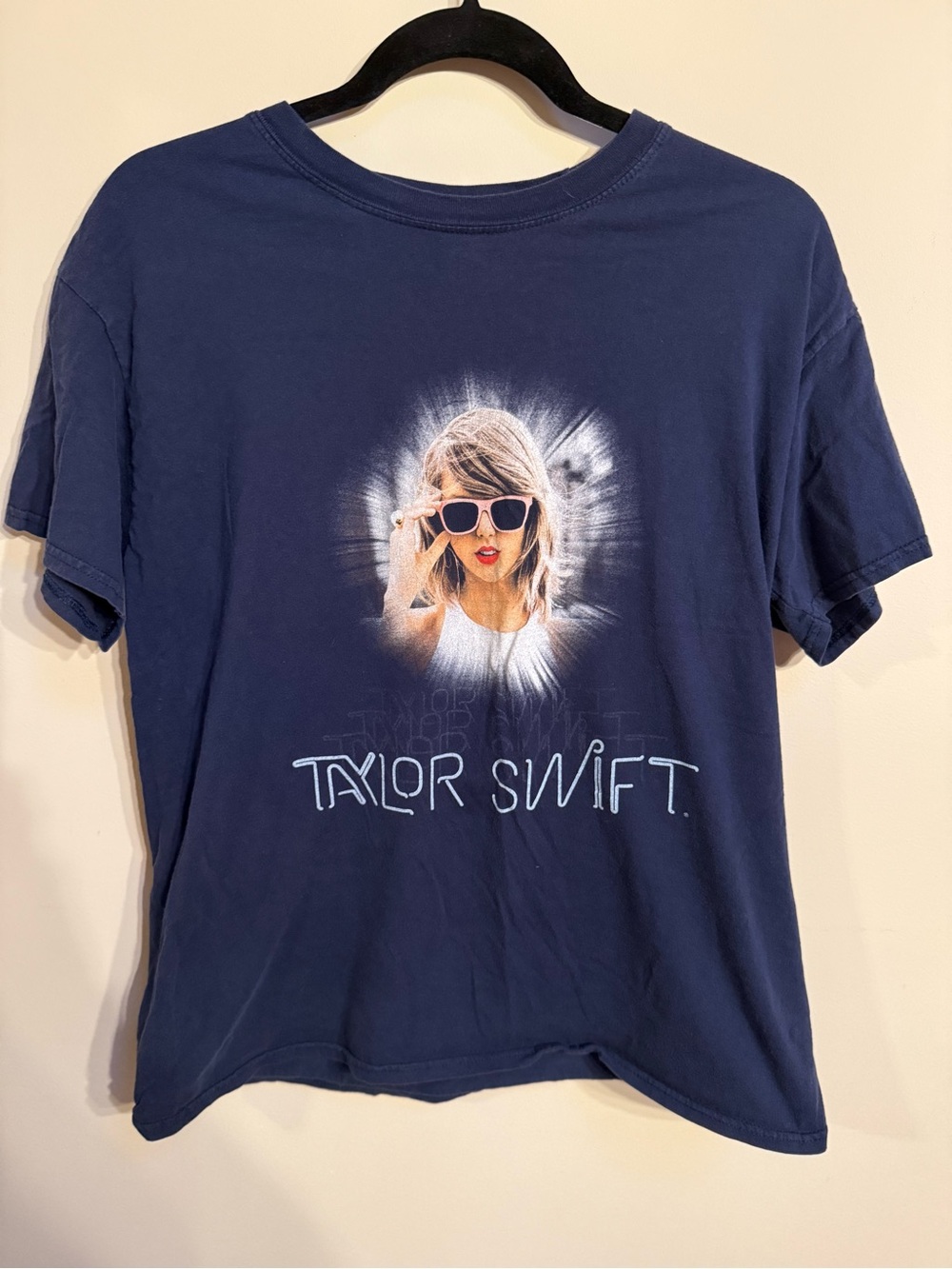 Taylor Swift Navy Graphic Tee with Sunglasses Portrait